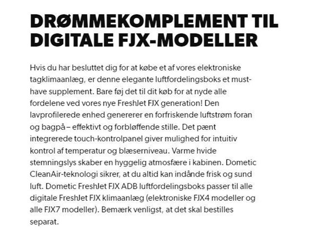 Dometic FreshJet FJX7 2200 - Tagklimaanlæg, 2200 W, elektronisk inverter kompressor - Farve: hvid