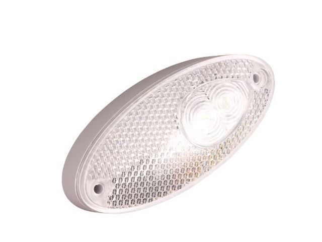 Frontlygte 12V LED Hella, hvid. 100 x 44 mm.