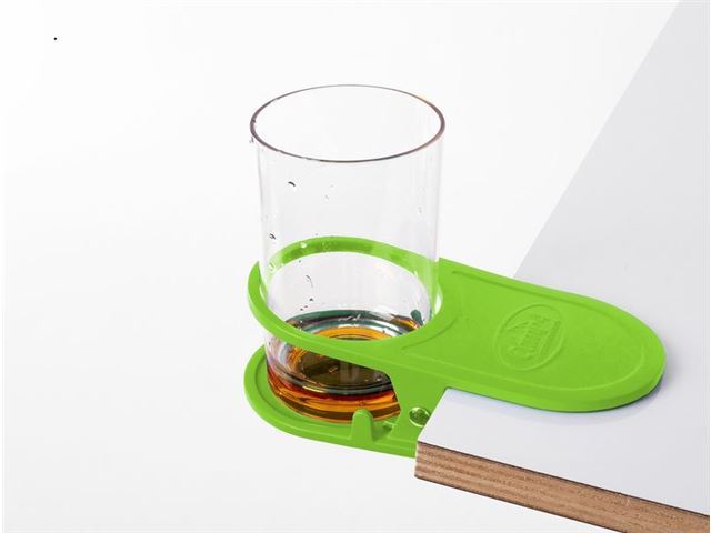 Bord-, glas- og drikkevareholder med clips - lime grøn fra Camp 4 Outdoor Fascination