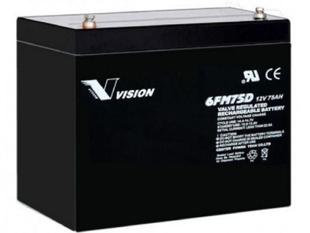 Vision Trations Batteri 75Ah, Kraftigt Batteri - godt til drift af caravan mover og opladning fra solceller 
