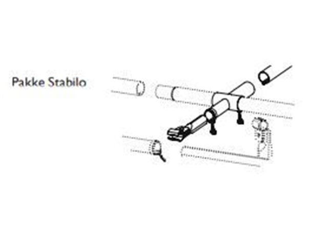 dwt Pakke " Stabilo " - Udhængsforstærkning. (l Par) Tagstangen og halvtagsstængerne er direkte forbundet med hinanden.