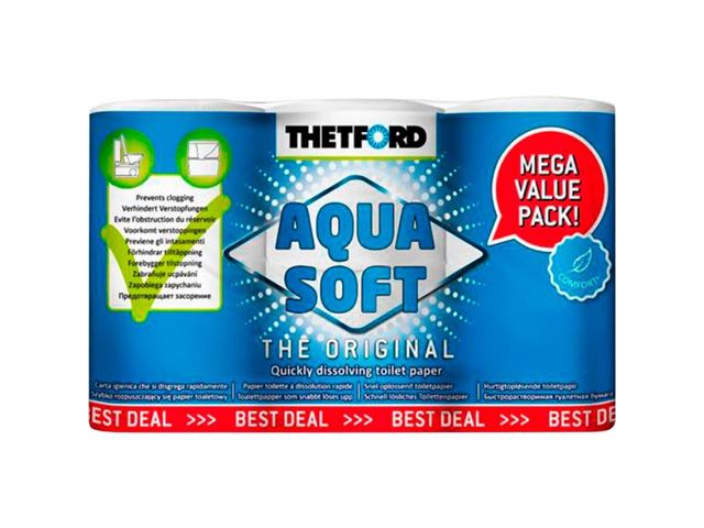 Aqua Soft toiletpapir, 6 rulle i en pakke 