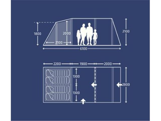 Hayling 4 AIR LUFTTELT "GRÅ / SORT" til 4 personer 