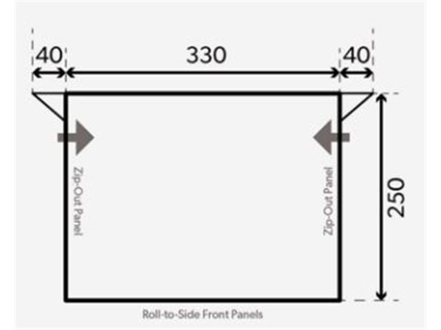 RALLY Pro 330 FORTELT MED STÆNGER - Bredde: 330 cm. x Dybde: 250 cm. x Højde: 250 cm.