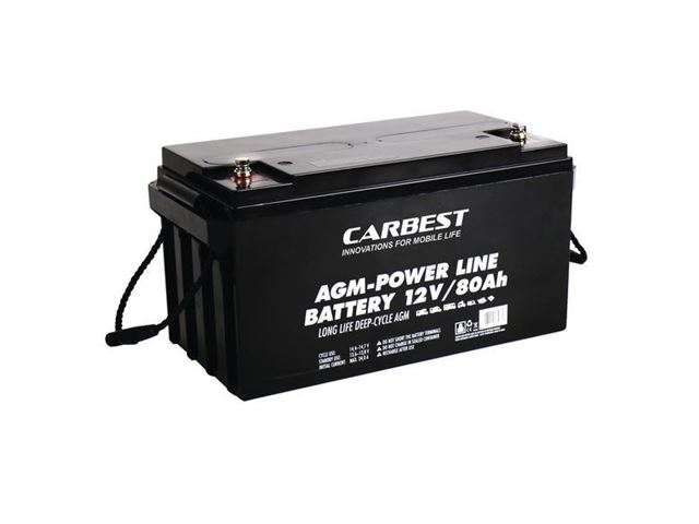 Det ideelle brugsbatteri til campingvogne, autocampere og lystbåde AGM-batteri 80Ah 35 x 16,7 x 17,9 cm. fra CARBEST