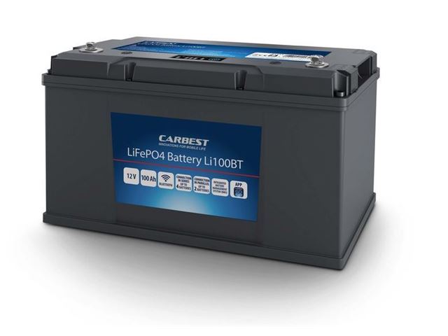 LiFePO4 batteri 100Ah BT - Lithium-jernfosfatbatteri (LiFePo4), 100Ah med Bluetooth fra CARBEST