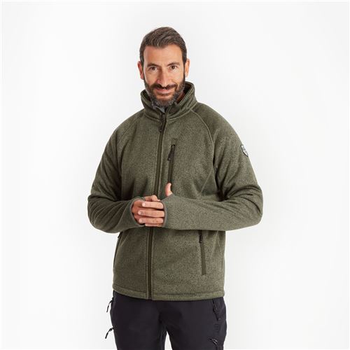 Tuxer Odie str. 4XL vind- og vandafvisende strikjakke med fór - Oliven