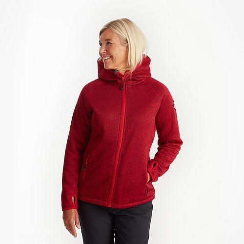 Tuxer Odie str. 4XL vind- og vandafvisende strikjakke med fór - Chili red