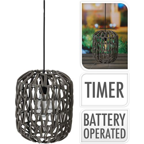 Rattan lampe m/batteri