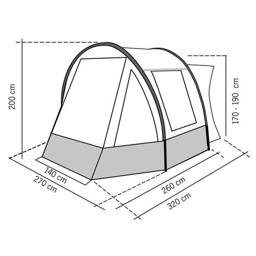 Tour Compact2 Tunnel telt til Vans 170 - 190 cm