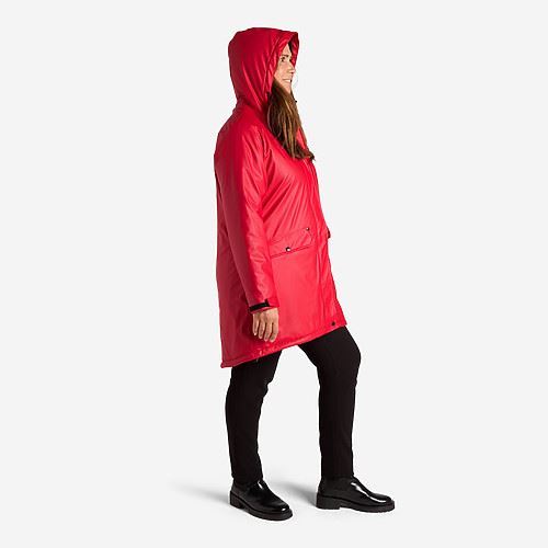 Tuxer Tammy Str. 4XL lang regnfrakke med fór - Rød