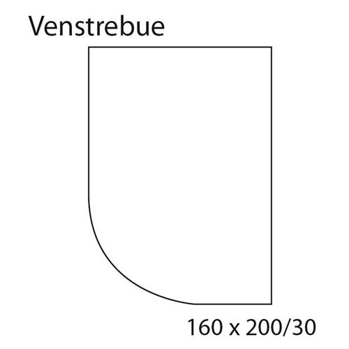 Faconlagen SORT, venstrebue, 160 cm