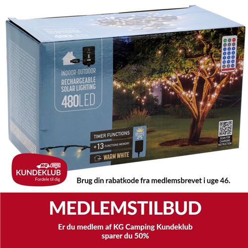 Lyskæde m/genopladelig batteri 480LED