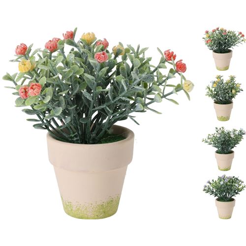 Kunstig Blomst i Keramik Potte
