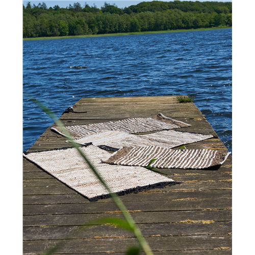 Tæppe i læder 70x140 Grå/natur