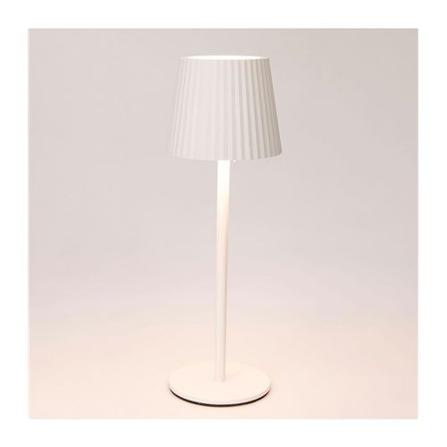 Trådløs bordlampe m/plissé skærm - Creme