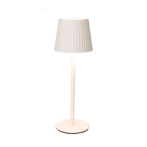 Trådløs bordlampe m/plissé skærm - Creme