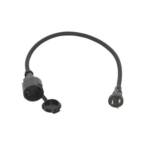 Adapterkabel 0,4 m – Dansk han til gummi Schuko hun