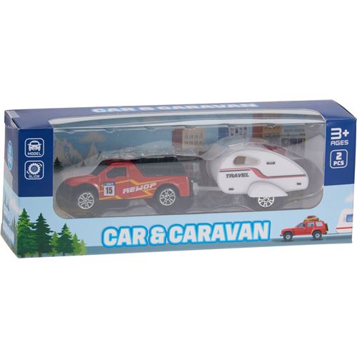 Legetøjs bil m/campingvogn