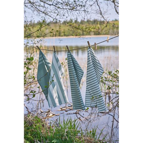 Speedtsberg Viskestykke brede striber Aqua/melange