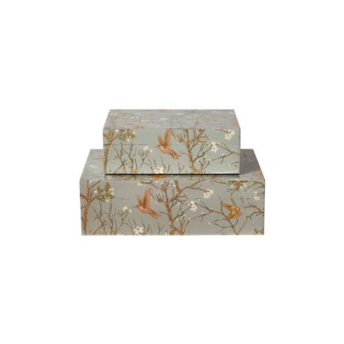 Speedtsberg Æske i grå/guld m/fugle 