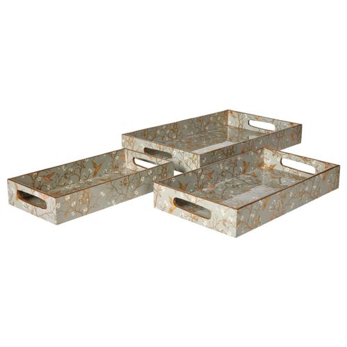 Bakke Grå m/guldgrene og fugle - Str. M