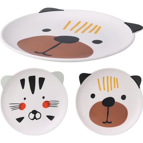 Børnetallerken i melamin m/dyreansigter