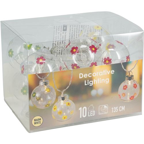 Dekorativ LED-lyskæde med blomster 