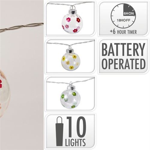 Dekorativ LED-lyskæde med blomster 