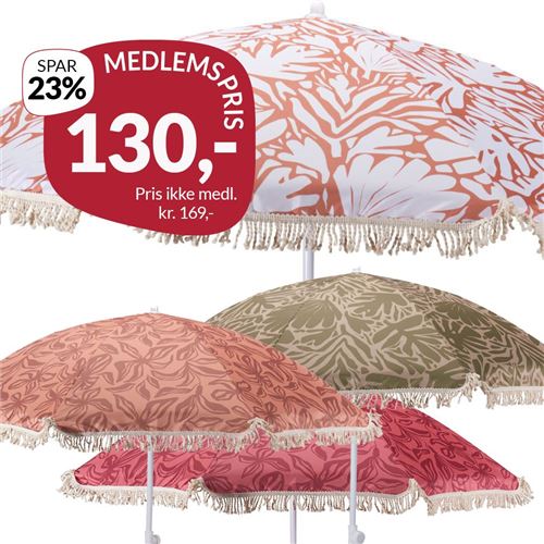Parasol m/tilt Ø180 - 4 ass. farver