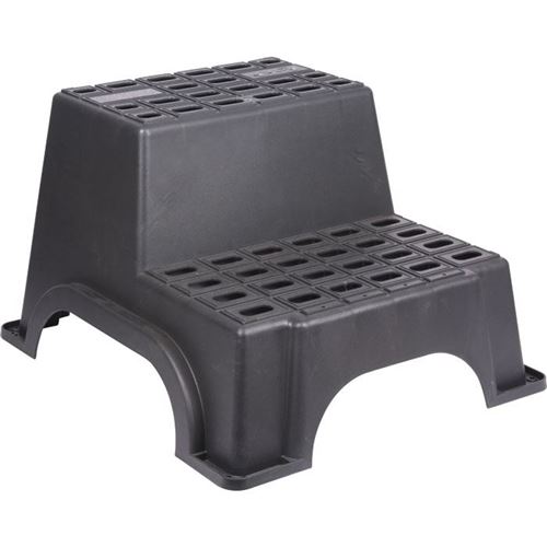 Trappetrin, dobbelt - MGI. Sort plast. H 37,5 x B 52 x D 61 cm