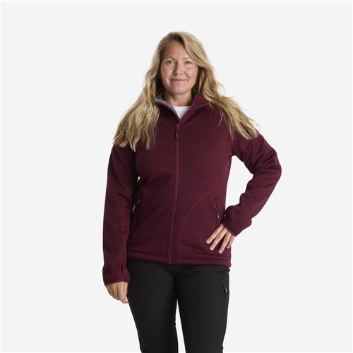 Tuxer Odie dame strikjakke med fór Str. L - Maroon Red