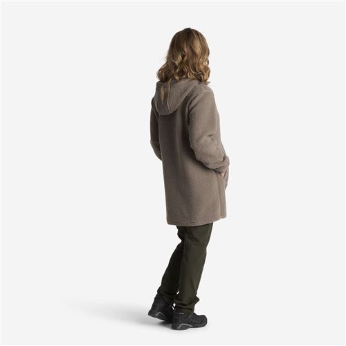 Tuxer Ley - blød plysjakke m/hætte -  Walnut