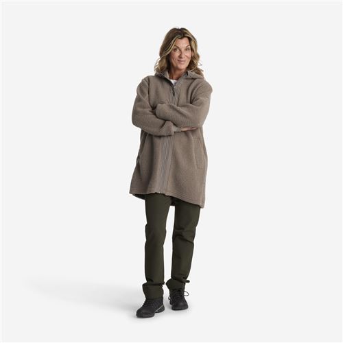 Tuxer Ley - blød plysjakke m/hætte Str. M -  Walnut