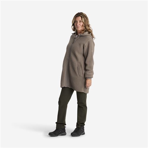Tuxer Ley - blød plysjakke m/hætte Str. M -  Walnut