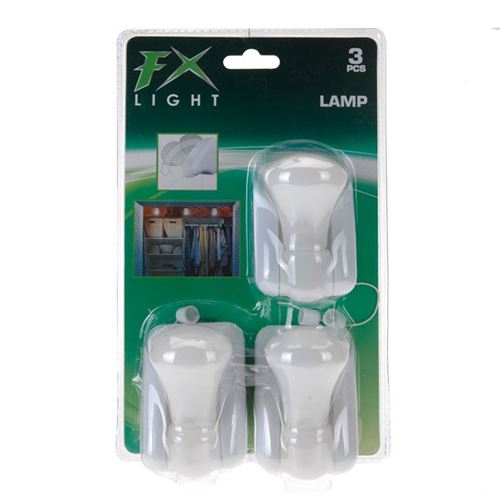 Fx light spotlampe m sugekop/ 3 stk - til batteri