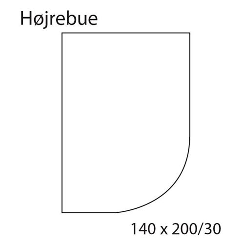 Faconlagen SORT, højrebue, 140 cm - Forudbestilles