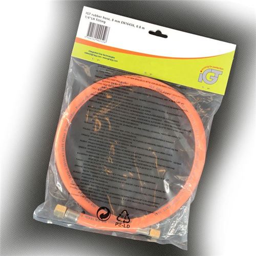 Gasslange 8 mm - med 1/4" fitting - 80 cm