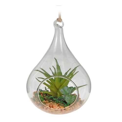 Kunstig plante i hængeglas