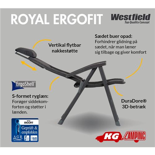 Westfield Royal Ergofit campingstol - Nightblue - Bestillingsvare