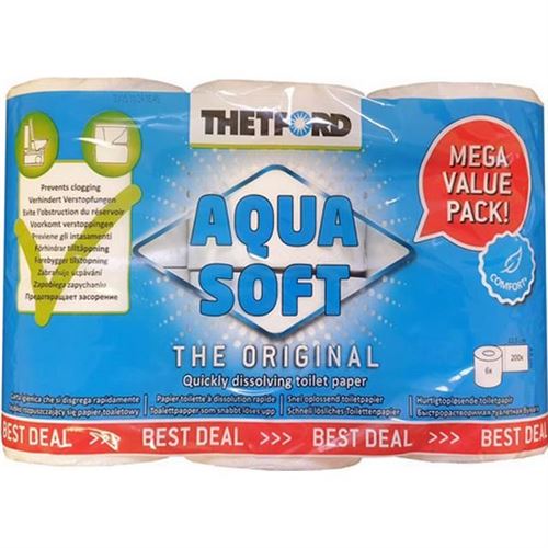 Thetford Aqua Soft toiletpapir - 2 X 6 ruller TILBUD