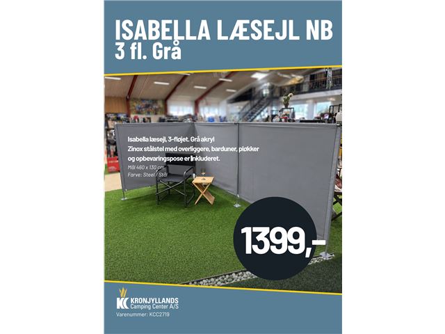 Læsejl NB 3 fløjet, zinox stålstel, Grå akryl