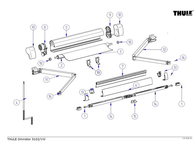 THULE Ende kapper til 5002/5102 markise Bla. Til VW.  