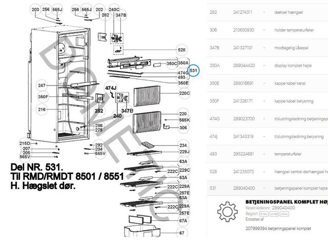 Dometic elektronik boks til RMD/RMDT 8501/8551. H.