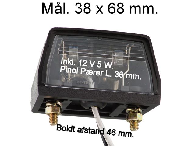 Nummerplade lygte Dafa 38x68 mm. 1 Stk. 
