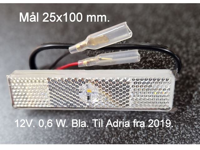 Frontlygte Jokon LED. Med refleks mål 25x100 mm.