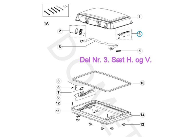 Midi Heki tagluge montage sæt H. Og V. 
