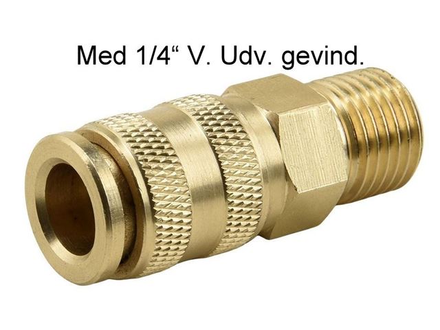 Gasstuds 1/4" V. Og quick-kobling. Med Udv. gevind. 