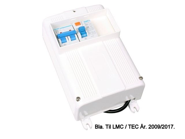 Sikringsdåse 230V. Med Fi afbryder. Bla. Til LMC.