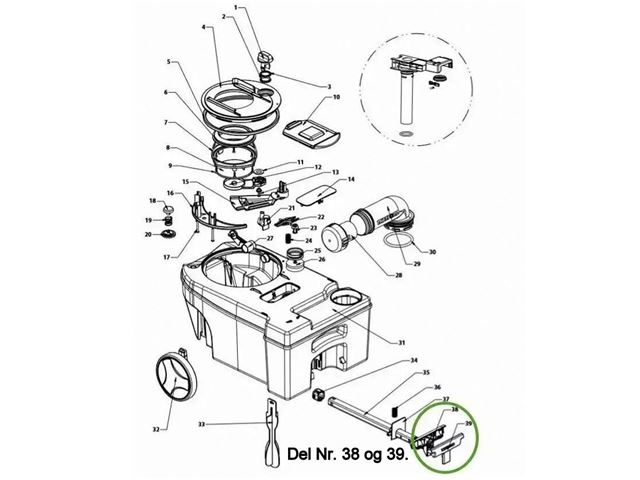 Thetford håndtag til bundtank C250/C260. Orange 